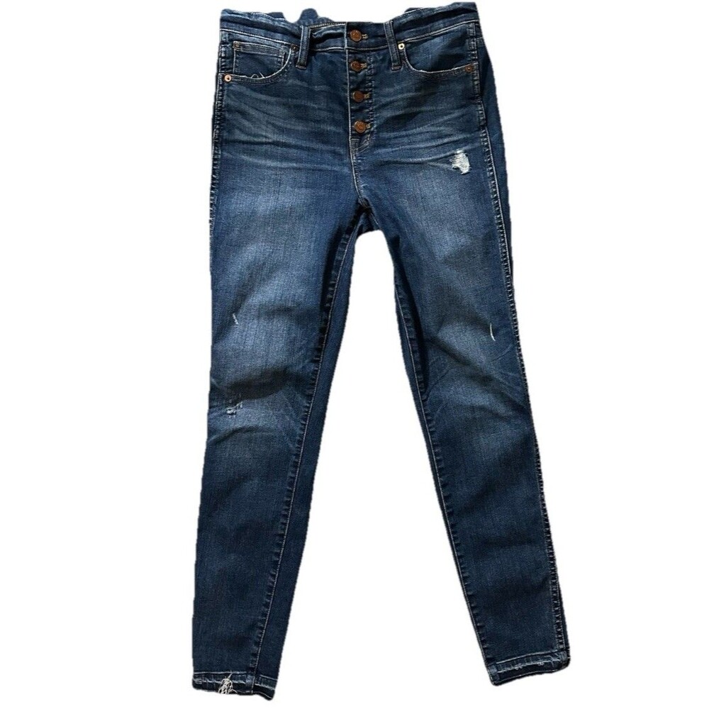 Madewell Jeans 10" High-Rise Skinny Stretch Size 28/6 Button Fly Dark Wash